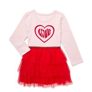 Wonder Nation Valentine’s Day Toddler Girl Long Sleeve Tutu Dress 18m